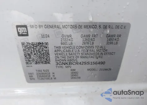 2025 Chevrolet Blazer Fwd 2Lt z USA, uszkodzony, nr VIN 3GNKBCR42SS156490